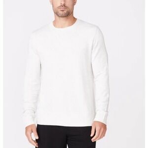 Monrow Mens Supersoft Crewneck Sweatshirt Heather Ivory/Gray XXL   MSRP $138